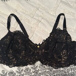 Cacique Black and Gold Lace Bra